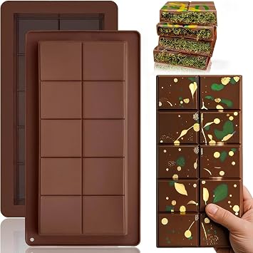 Gudstuf Deep Chocolate Bar Moulds Silicone, Set of 2, Dubai Chocolate Mould