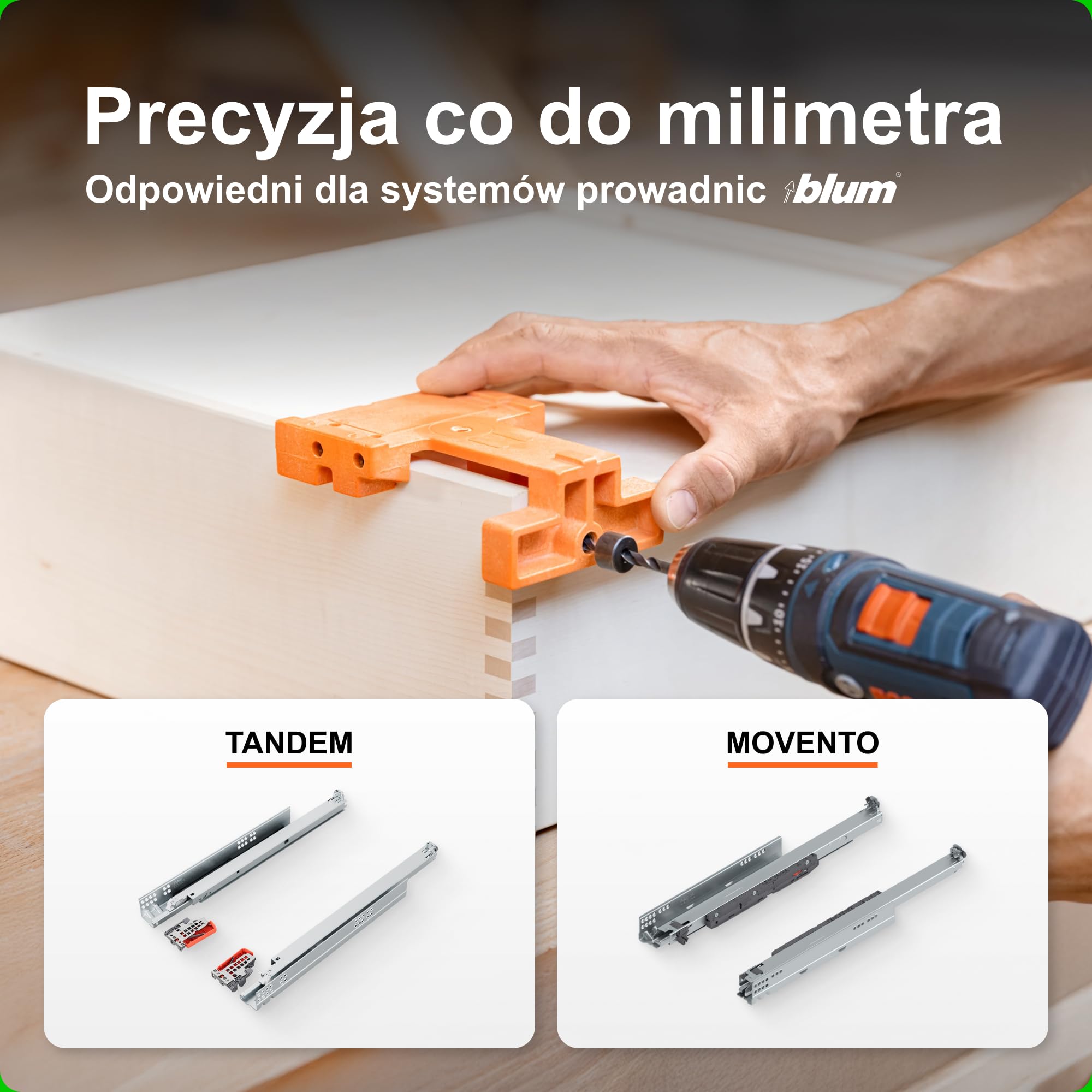 Blum Szablon wiertniczy do TANDEM/MOVENTO, T65.1000/T65.9000 ręczny powered, pomarańczowy, szablon do wiercenia, tworzywo sztuczne