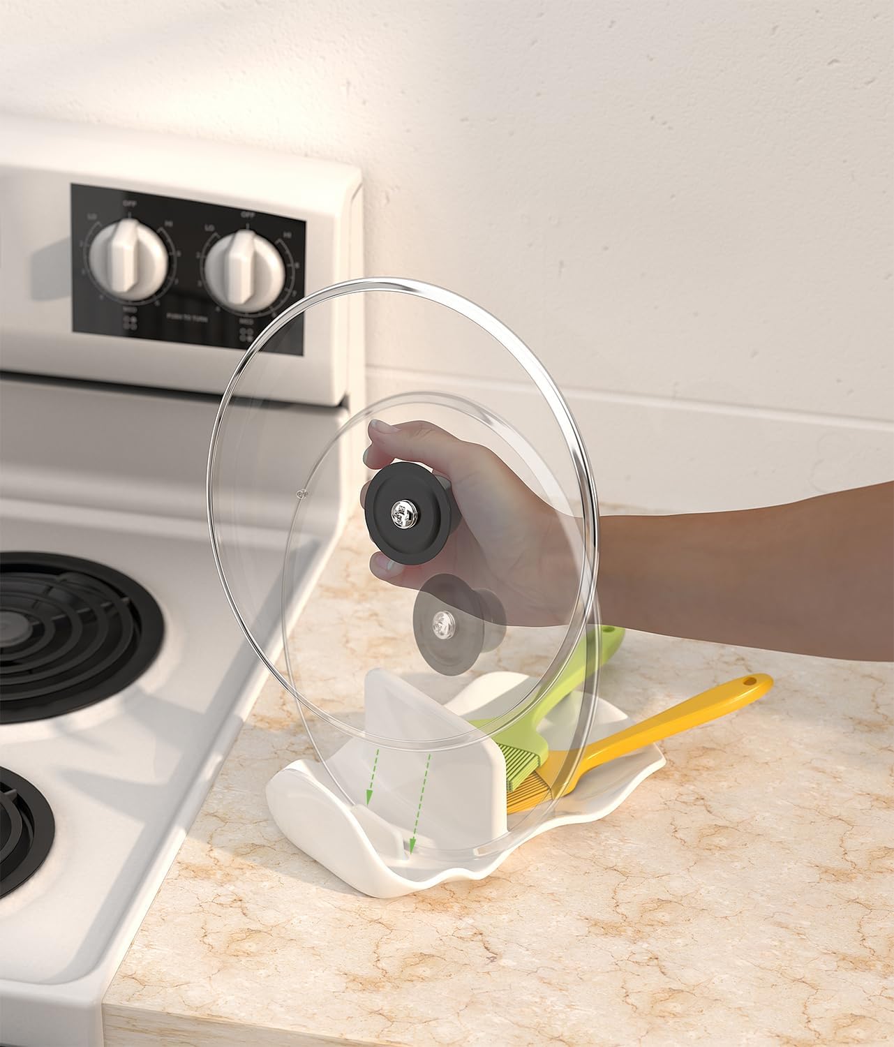 Spoon Rest for Stove Top, Ceramic Pot Lid Holder, Large Spoon Rests for Kitchen Counter, Spatula Rest & Kitchens Utensils Holder, Protects Stove Top and Countertops, Modern Kitchen Accessories - Image 5