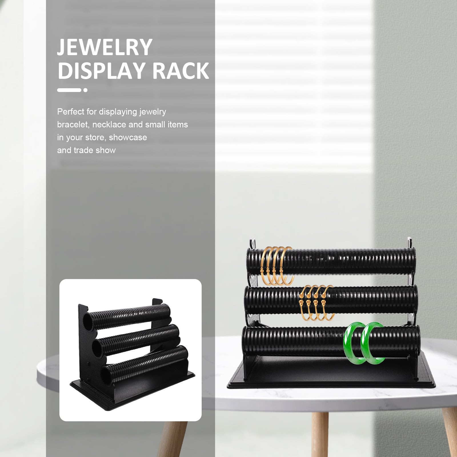 VILLCASE Estante para Pulseras y Relojes de Pvc Negro Desmontable 3 Niveles y Barras de Trabajo Adecuado para Baño y Dormitorio