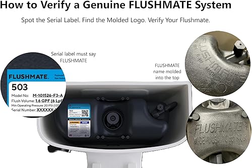 Miniatura 4 de Flushmate M-101526-F3BK Sistema de reemplazo completo para 501A y 501B: Sistema GPF de 1.6 para inodoros de dos piezas, incluye kit de mango