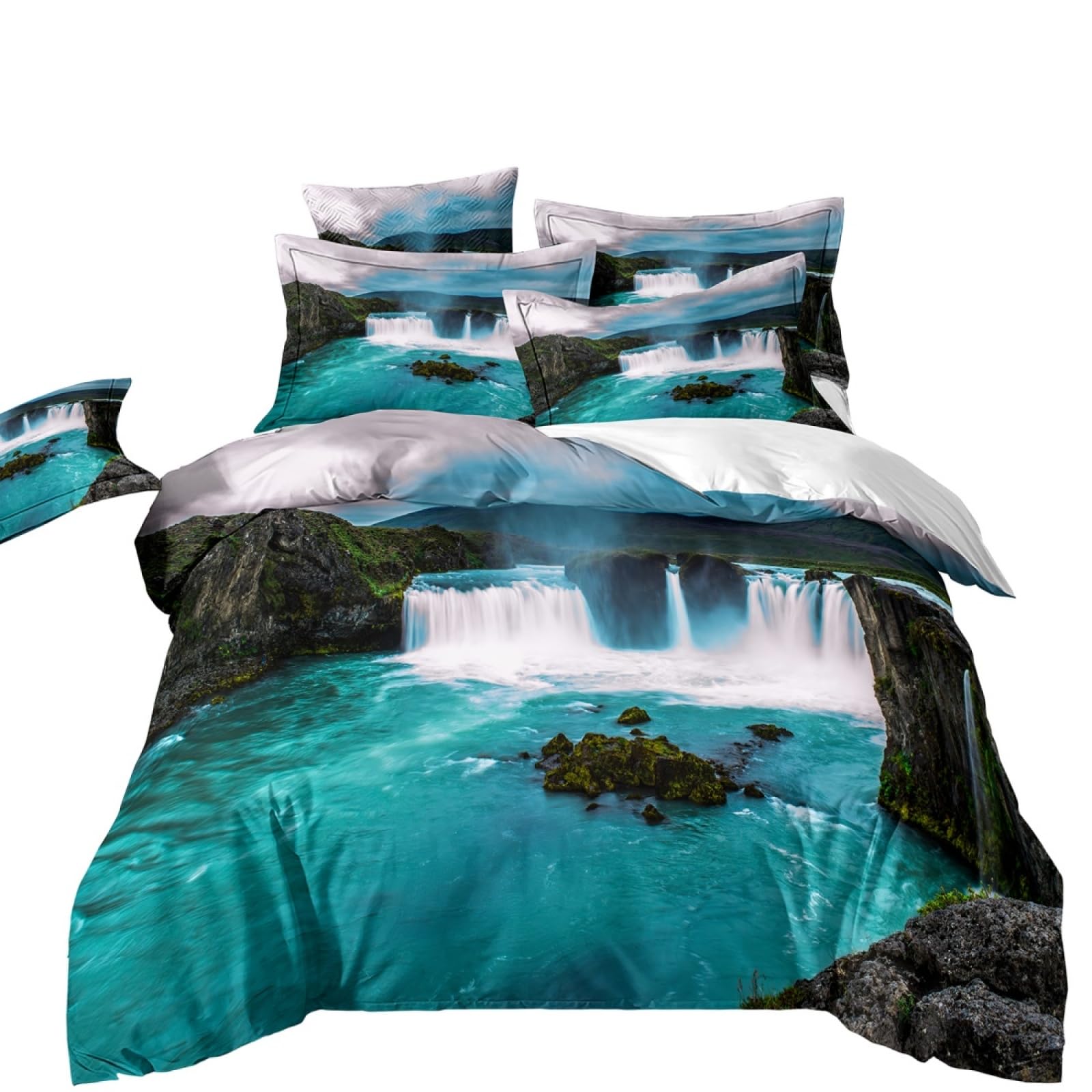 Single Duvet Cover Set Lake Blue Waterfall Single Bed Duvet Cover Set