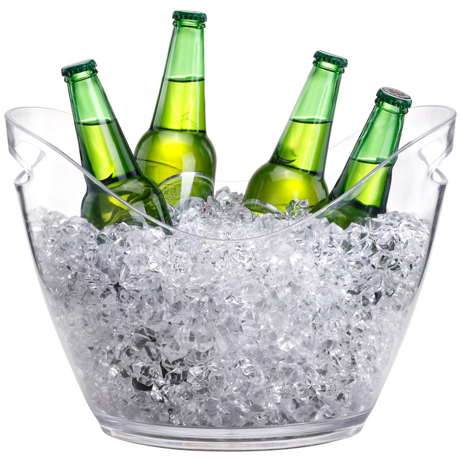 Cubo de hielo transparente de plástico PET de 4 L, 8 L, 12 L, para vino, cerveza, bebidas, perfecto para fiestas, eventos y celebraciones, ligero y elegante