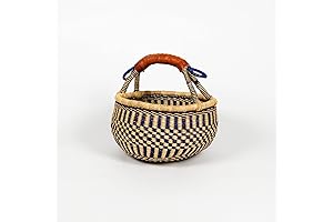 Ghana Bolga Basket, Market Basket Handwoven by Women Artisans in Ghana, Brighten...