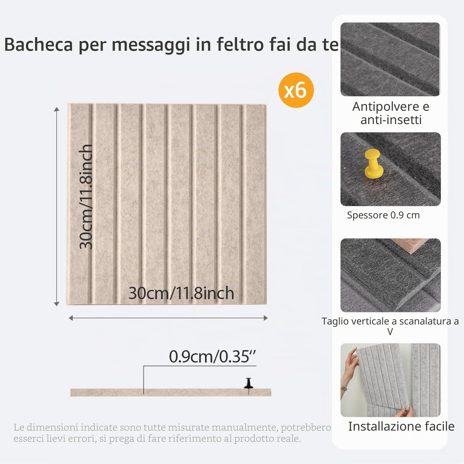 Bacheca Grande Autoadesiva 90x60 cm | Bacheca Autoadesiva in Sughero, Bacheca Decorativa in Feltro, Fototela Pieghevole, Memoboard Vision Board