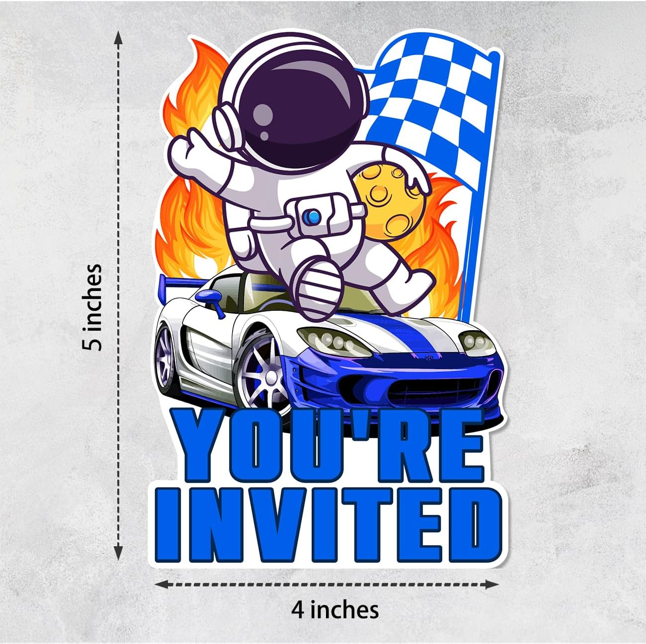 Race Car Party Invitations with Envelopes Stickers-Set of 20 Fill In Invites Cards for Kids Boys Birthday Party(Blue) image 2