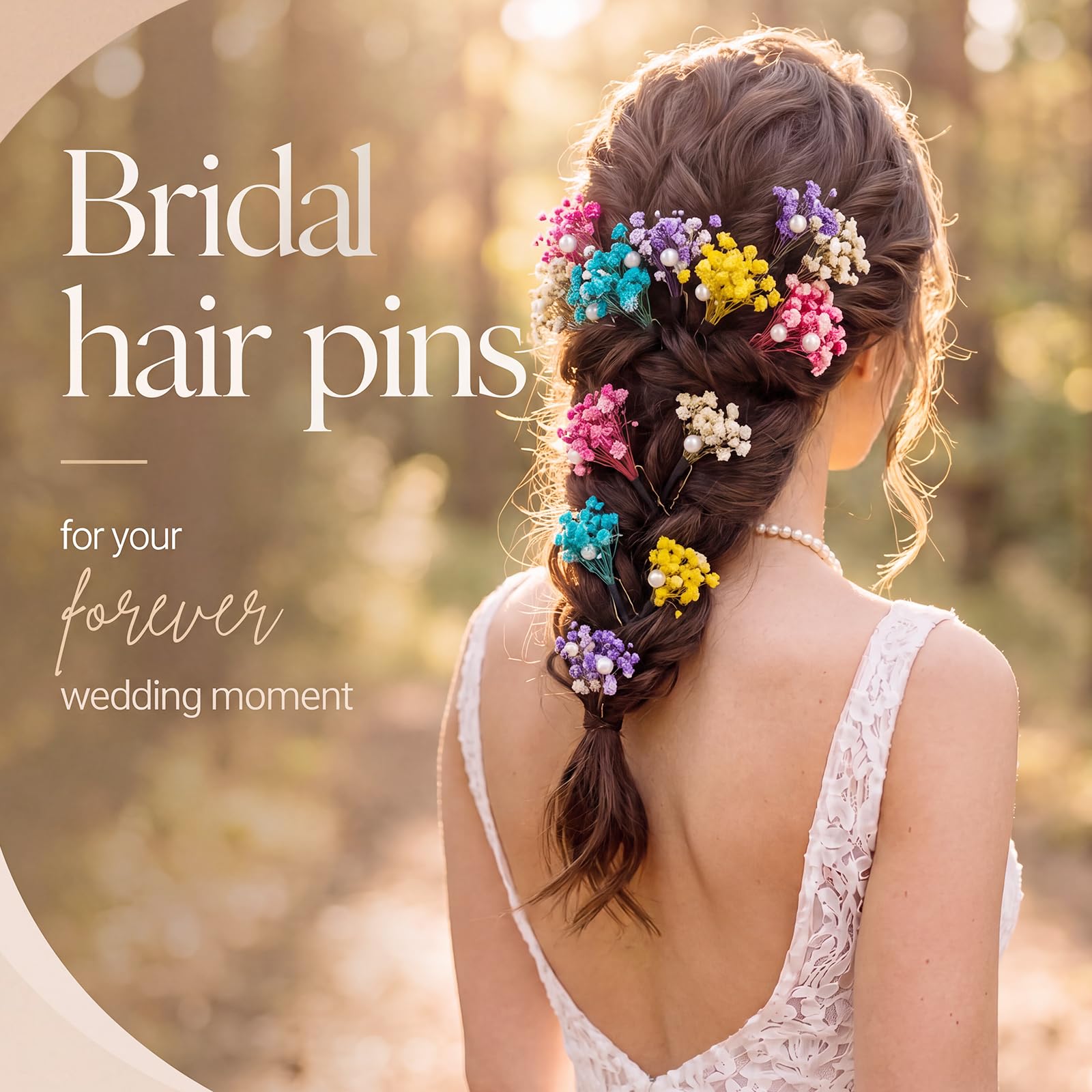Daifunli Baby's Breath Pearl Hair Pins, Dried Flower Hair Accessories