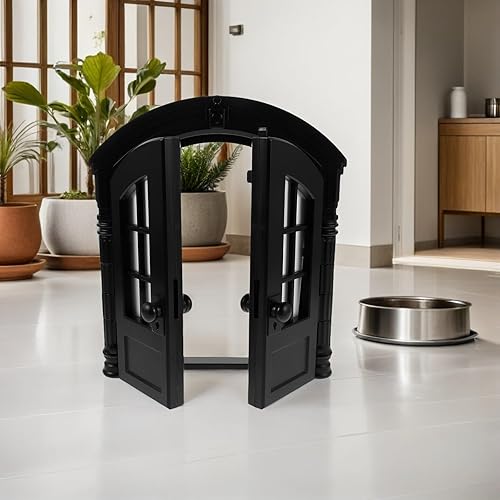 Miniatura 4 de ERINGOGO Pet Door for Indoor Small Dogs and Cats, Dual Opening Black Gate with Locking Mechanism, Secure Installation for Doorways and Walls, Pet