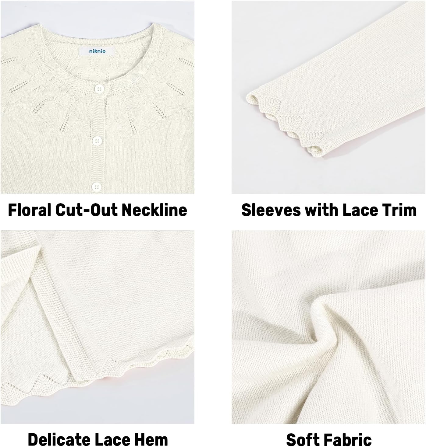 Girls Long Sleeve Knitted Bolero Cardigan Cropped Button Closure Kids Shrug Sweater 1-10 Years - Image 6