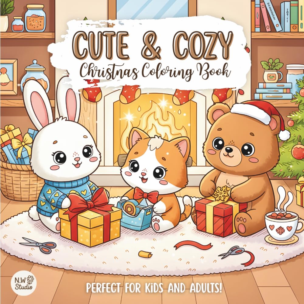Cozy Kawaii Christmas Coloring Book