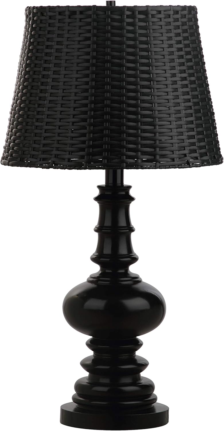 SAFAVIEH Lighting Collection Macen Coastal Farmhouse Black/ Black Shade 33-inch Bedroom Living Room Home Office Desk Nightstand Table Lamp (LED Bulb Included)