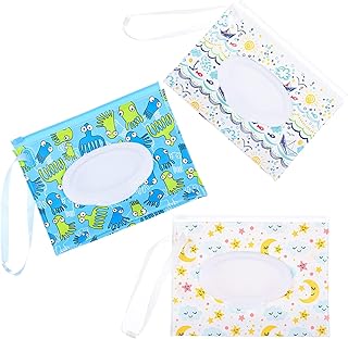 AItaf 3 Pack Baby Wipe Dispenser, Portable Refillable Wipe Holder, Baby Wipes Container, Wipe Dispenser, Reusable Travel Wet Wipe Pouch, Portable Wipe Carrying Pouches Case for Kids and Adult