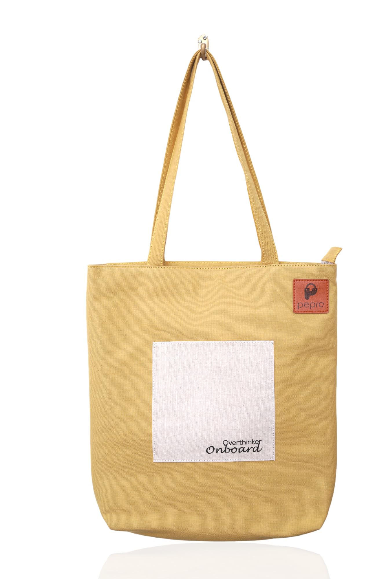 PeproLifestyle Cotton Canvas and Polyester Interior Lining Tote Bag Overthinker Onboard