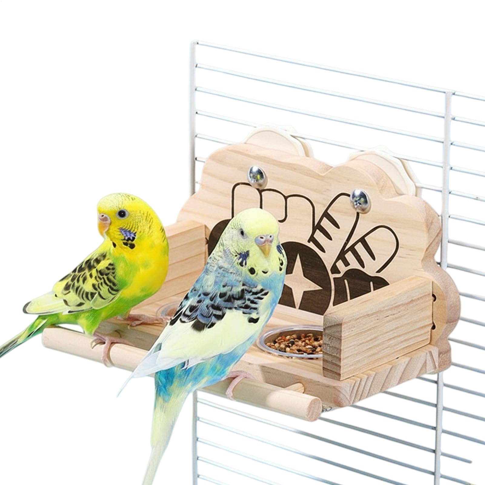 Distributeur de nourriture cage oiseaux en bois pour le bien-être des perruches de salon