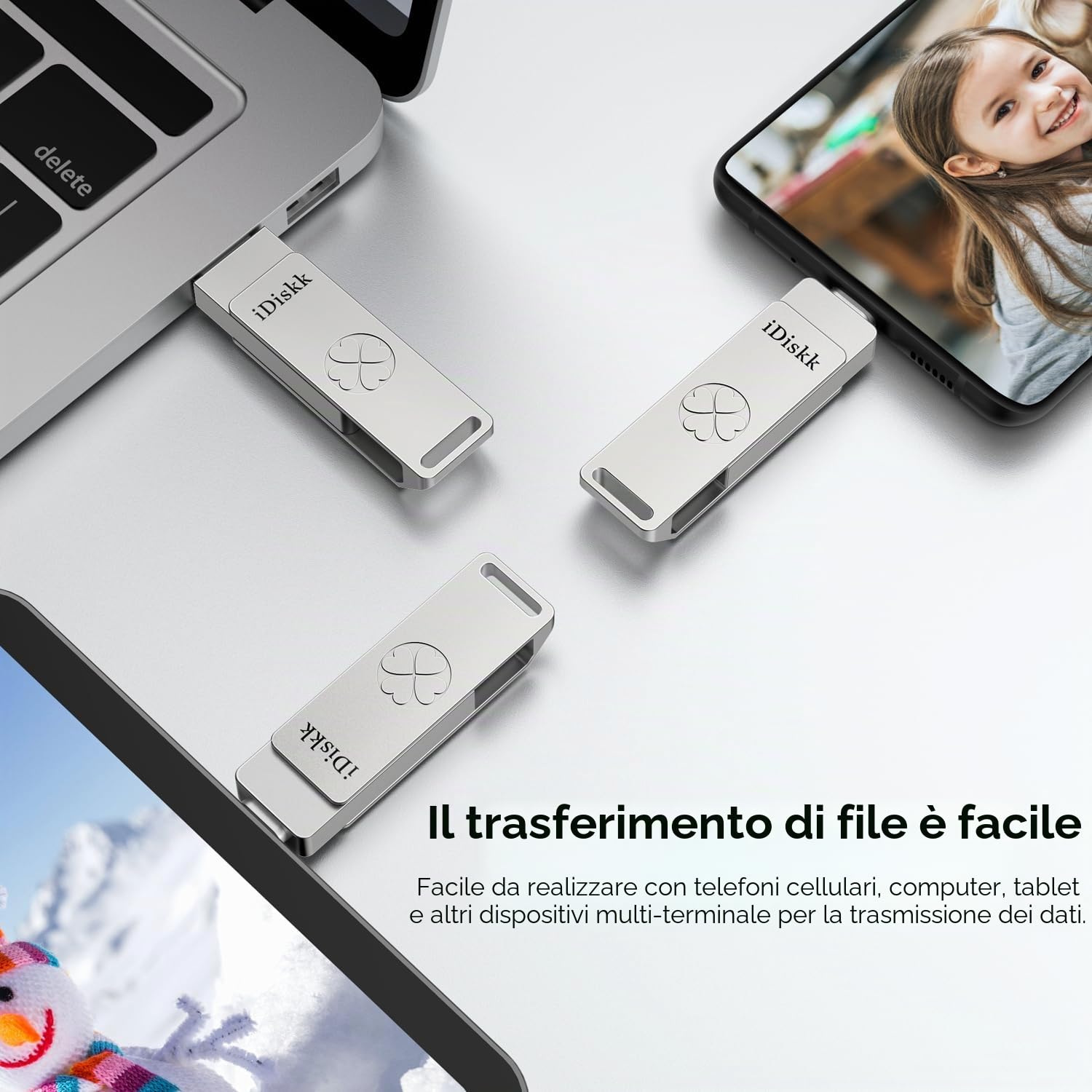 iDiskk 512 GB Unità flash USB-C a stato solido Unità USB3.2 500 MB/s ad alta velocità SSD,Gen2 USB-C Photo Stick per iPhone15/USB-C iPad/Telefoni Android, laptop/Mac e tablet, nero