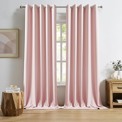 Paneles de cortinas de color rosa bebé para habitación de niñas, cuarto de bebé, cortinas opacas sólidas para oscurecer la habitación, cortinas de