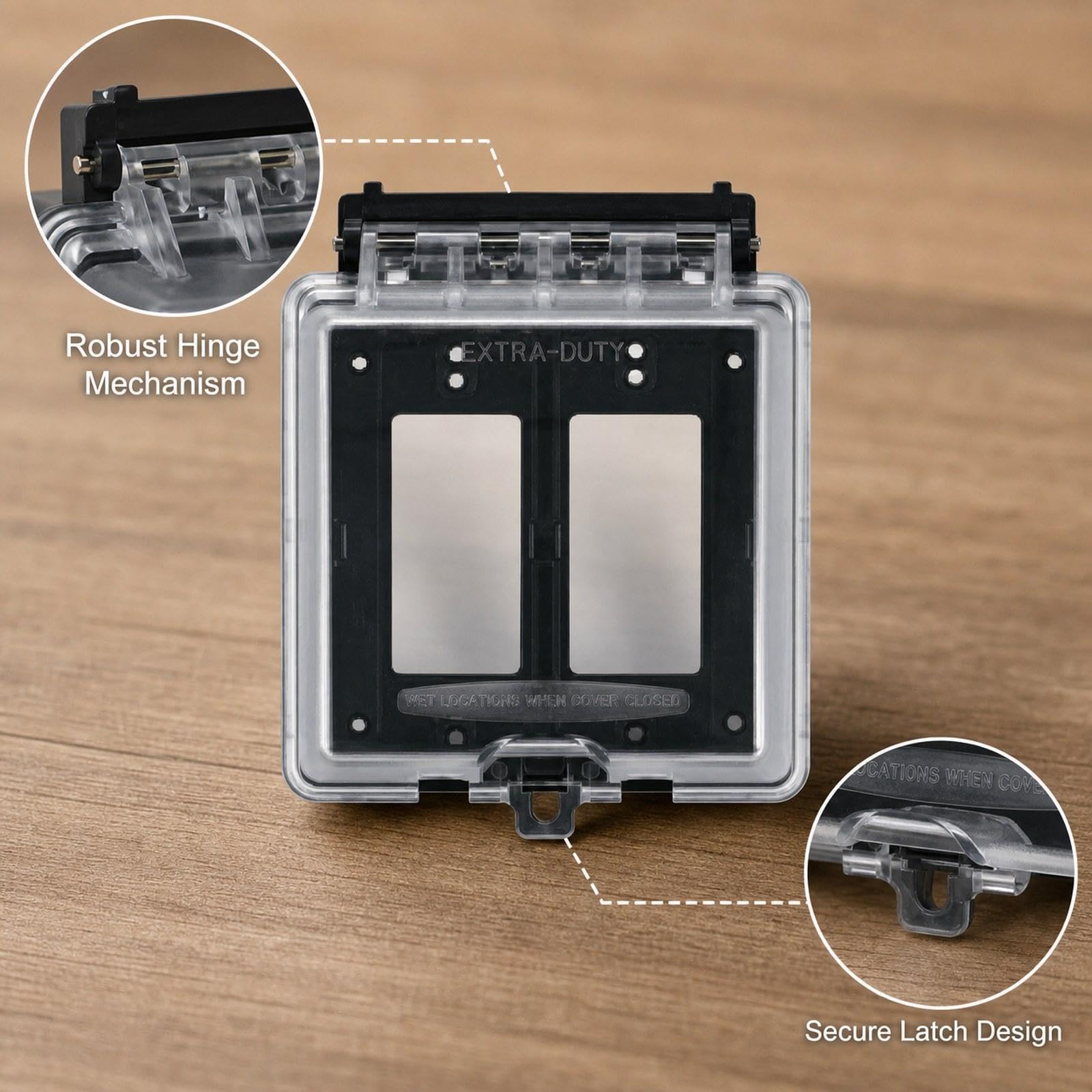 Baoblaze Copertura per presa elettrica esterna, protezione da pioggia e polvere, facile installazione, con chiusura a chiave, trasparente, verticale, 2 Gruppi