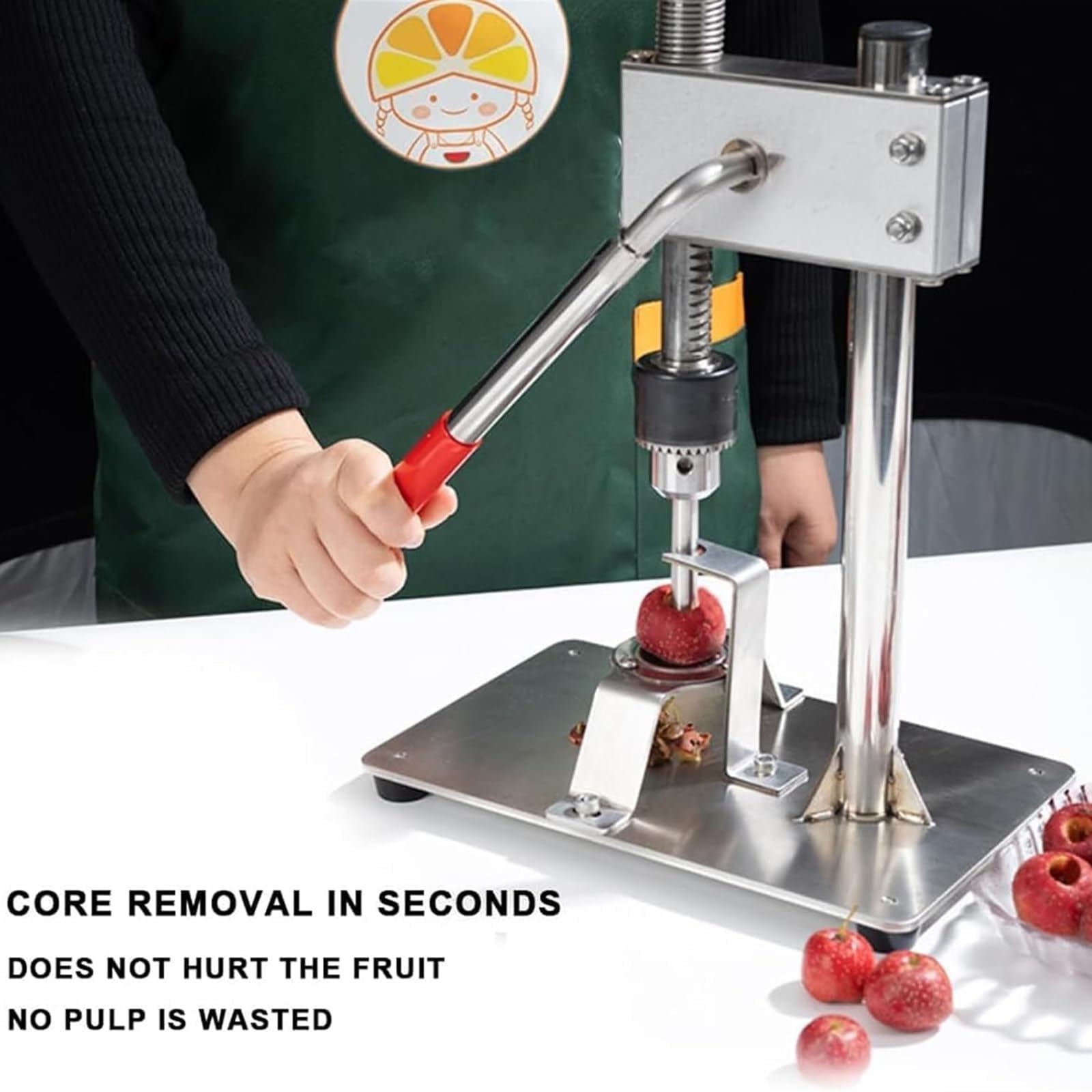 Herramienta para deshuesar frutas de acero inoxidable con transmisión de engranajes, removedor manual de semillas para un fácil procesamiento diario de frutas en la cocina