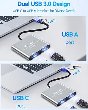 USB to Dual HDMI Adapter, Type C to HDMI Splitter 1080@60Hz for 2 Monitors, USB 3.0 to 2 HD Display Support Mac / Windows / Dual HD Extender - External Video & Graphics Card Adapter
