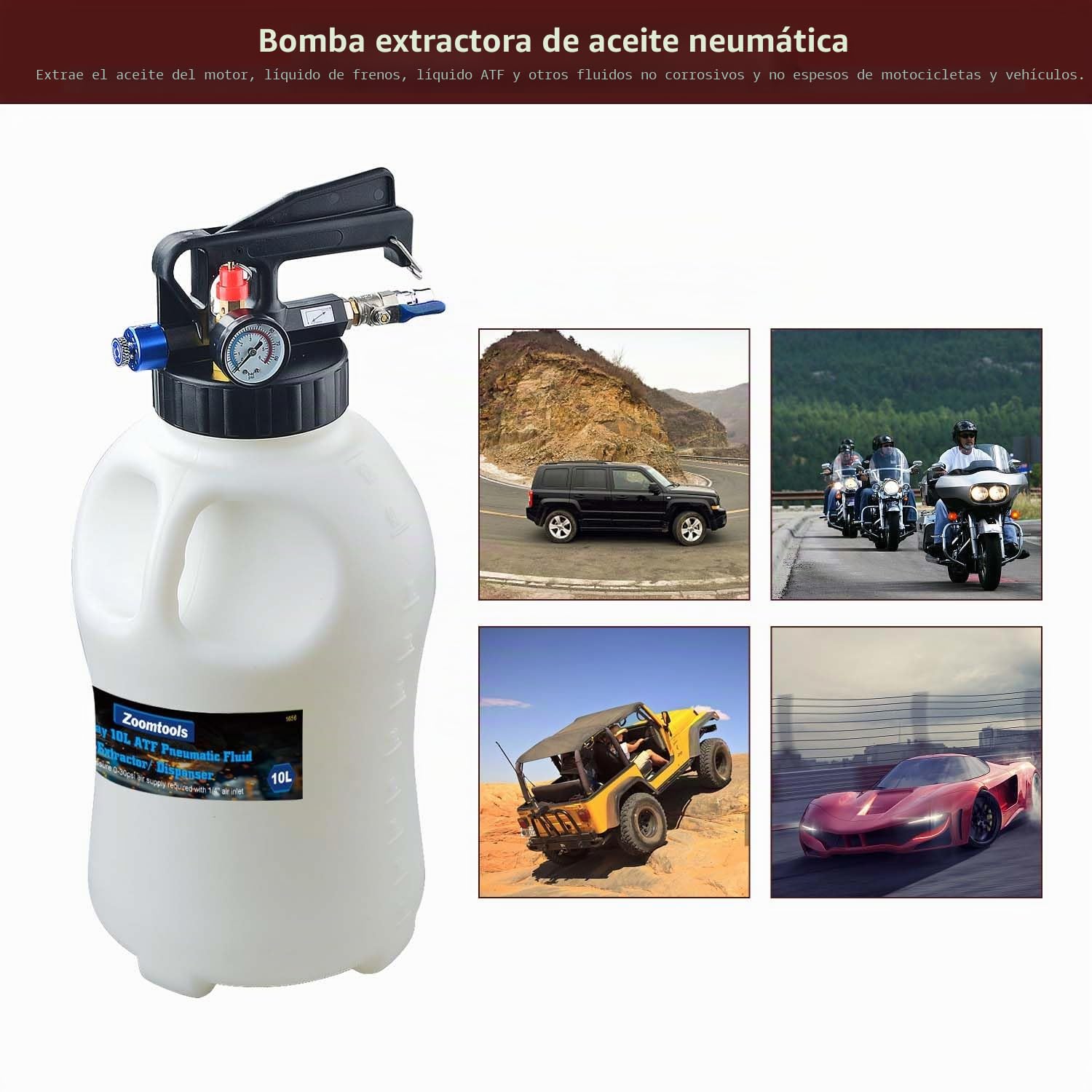 10L Bomba de Transferencia de Fluido de Transmisión Neumática, Bomba de Llenado de Aceite de Caja de Cambios con 13 Adaptadores ATF