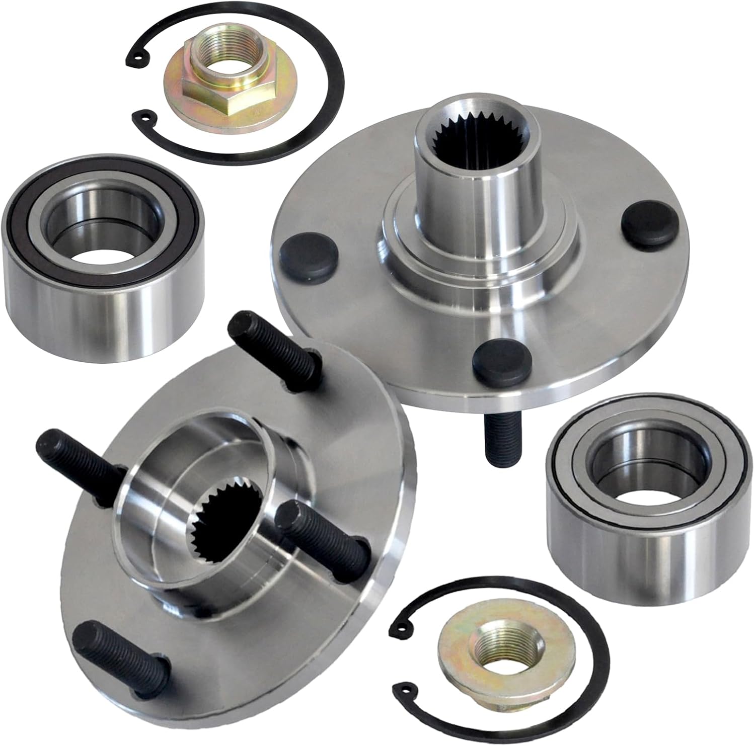 (Pair) DRIVESTAR 518510 Front Left/Right Wheel Hub Bearing for 2000-2007 2008 2009 2010 2011 Ford Focus 4 Lugs w/ABS