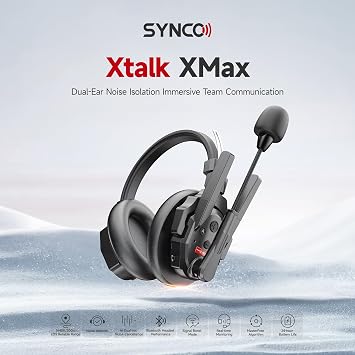SYNCO XTalk XMax1 Wireless Intercom Headset System for 1-Person Telephone Headsets Communication System Random Master Device,2.4GHz Full Duplex 500 M/1640 FT Real-time Monitoring