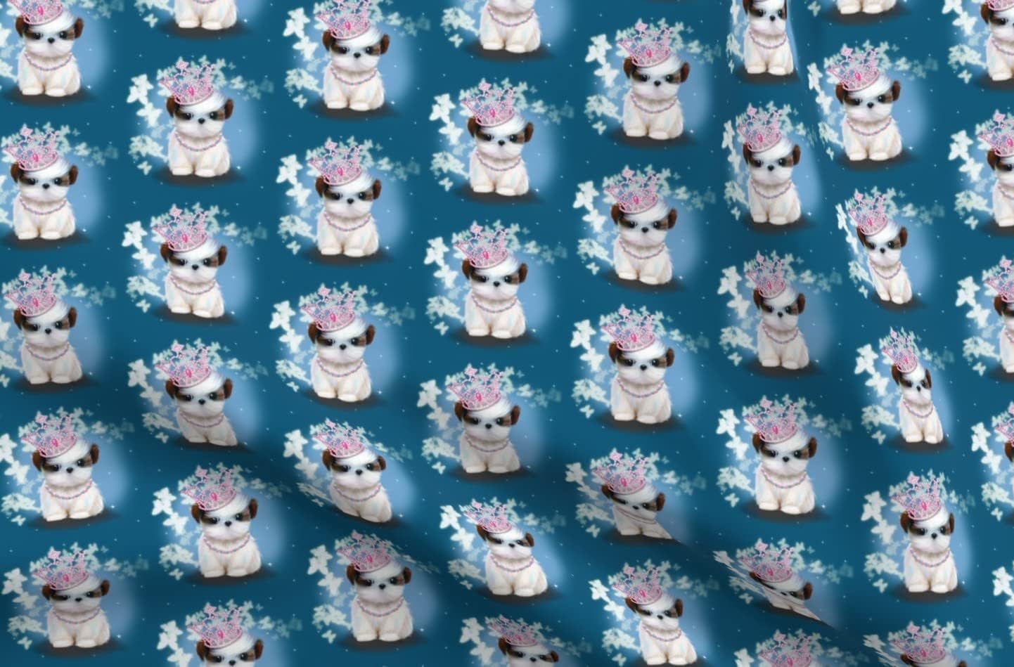 Spoonflower Fabric - Tzu Night Princess Dog Breed Pet Puppy Toy Shih Printed on Minky Fabric by The Yard - Sewing Baby Blankets Quilt Backing Plush