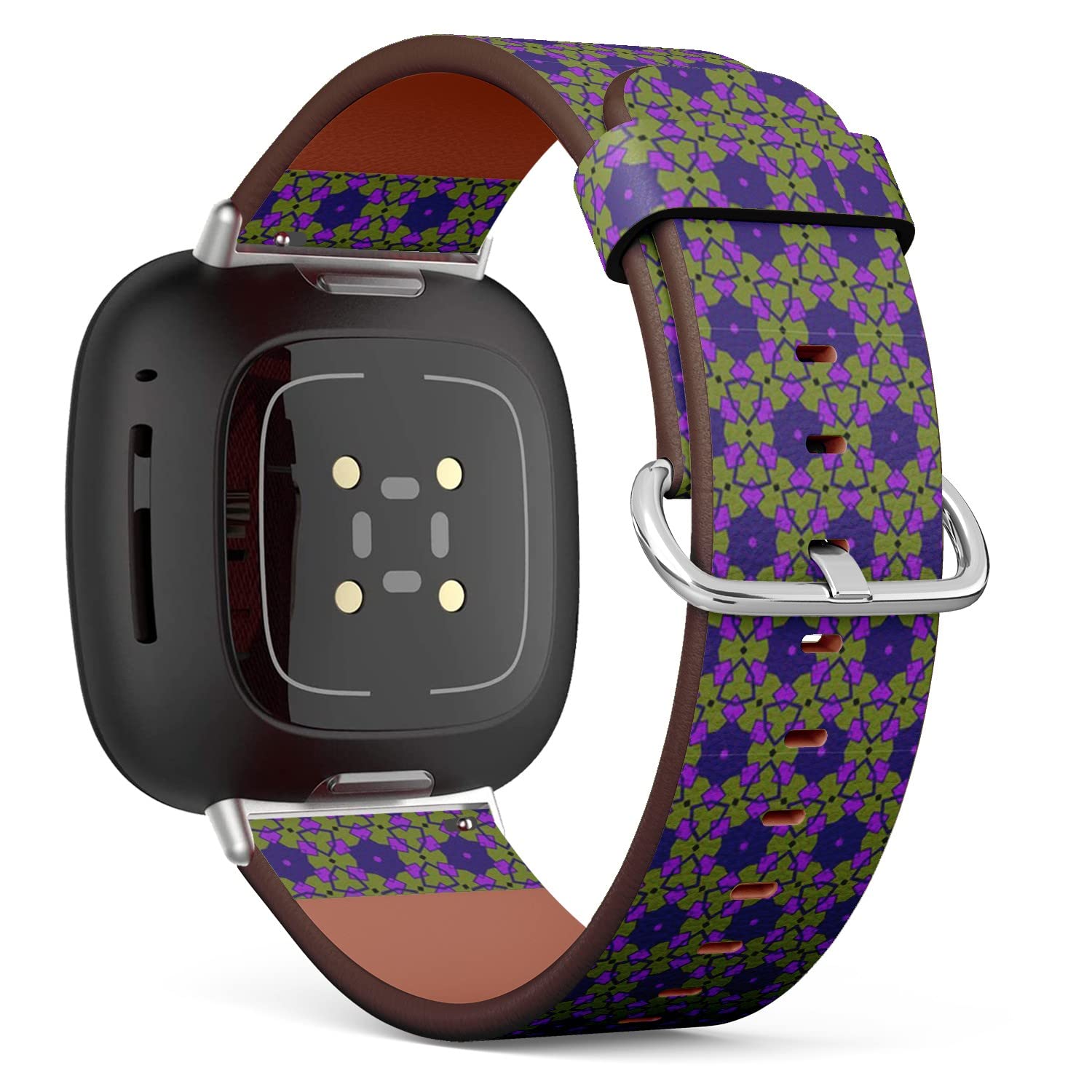 CJBROES Replacement Leather Watch Band, Compatible with Fitbit Versa 3 and Fitbit Sense of Wristband Bracelet Accessory - Kaleidoscope Colorful Mosaic Texture