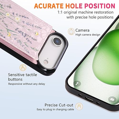 Miniatura 89 de UEEBAI Funda tipo cartera para iPhone 15 Pro Max con tarjetero, cubierta de cuero PU con soporte, bloqueo RFID, doble cierre magnético, relieve de