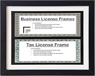Gallery Business License Frame Work,Double Business License Frame,with 3"X8.5"pads,additional suspension hardware and desktop painting racks,display panoramic picture certificate or retail license.