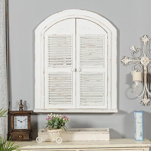 Miniatura 8 de Sintosin Espejos de ventana pequeños de granja para decoración de pared de 12 x 9 pulgadas, espejo blanco envejecido para colgar en la pared, espejo