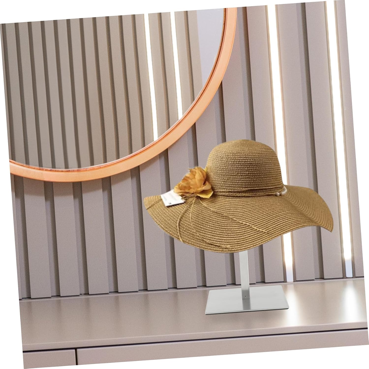 Mobestech Adjustable Cap Display Rack Hat Holder for Home Metal Hat Stand for Shelf
