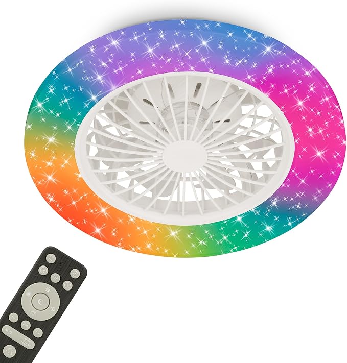 BRILONER - Ventilador De Techo Con Luz, CCT, RGBIC, Iluminación 5 Velocidades, Control Remoto, Regulable, Temporizador, Ventilador Techo, 48,5 x 14,5cm., Blanco