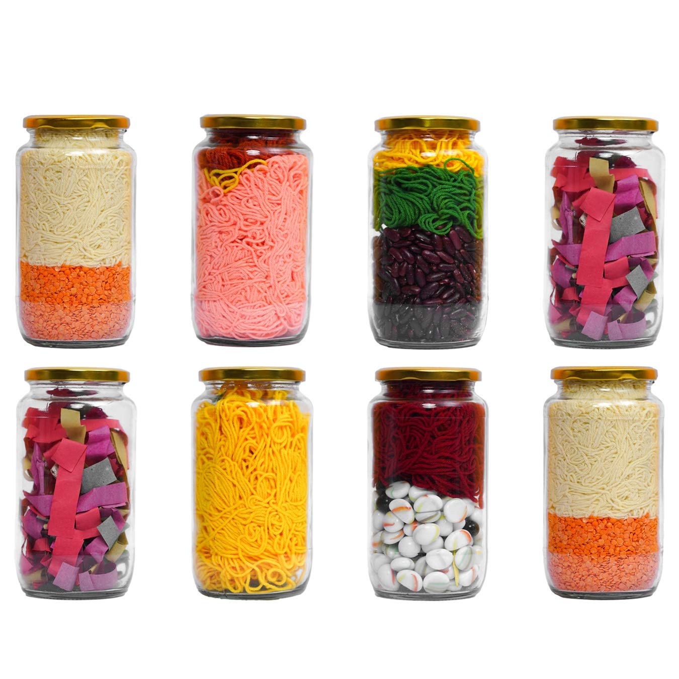 STAR WORK Transparent Glass Jar and Container with Air Tight Gold Lid for Kitchen | Storage of Dried Masala Honey Spic (Set Of 8) (B07PHS81HJ) Amazon Price History, Amazon Price Tracker
