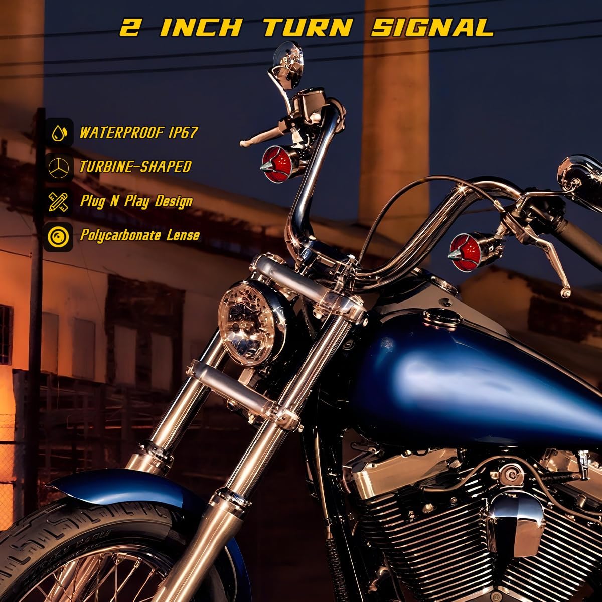 Motorcycle Turn Signal 2" Turbo Red Lenses Clip-On 2 pack Rear Tail Light Lens Covers for Harley Softail Street Road Glide Fat boy Sportster Dyna Deluxe(Red)