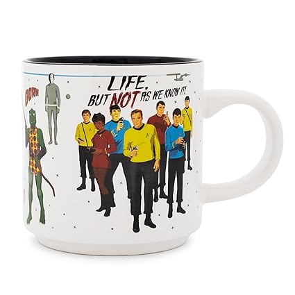 Star Trek: The Original Series Aliens, Villains, and Crew Single Stackable Ceramic Mug | Coffee Cup For Tea, Espresso, Cocoa | Holds 13 Ounces