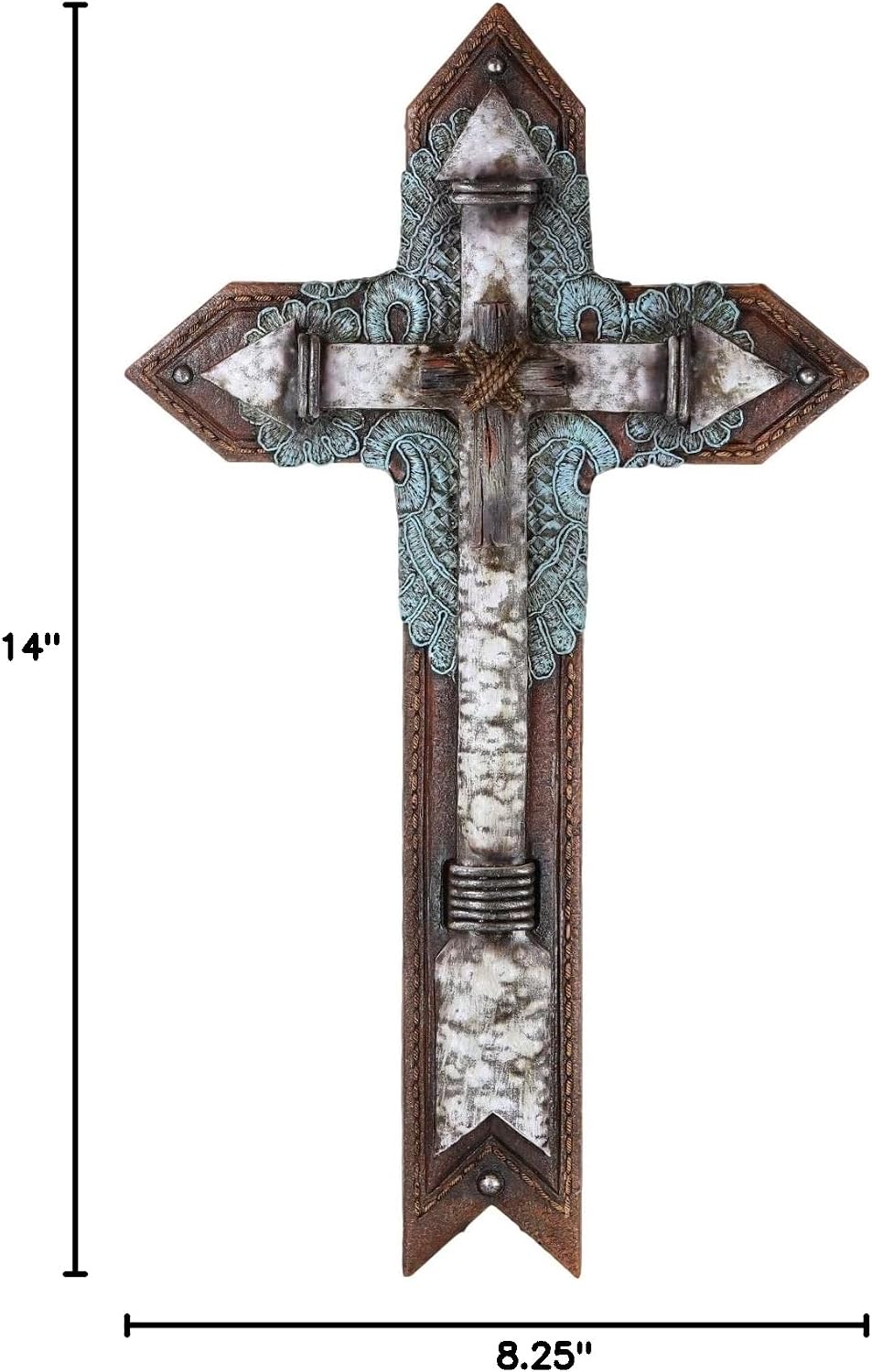 Ebros Gift Colorful Rustic Southwest Native Indian Arrows And Faux Branch Wood With Boho Chic Style Turquoise Scroll Art Wall Cross Decor Plaque Tribal Western Accent Decorative Crosses