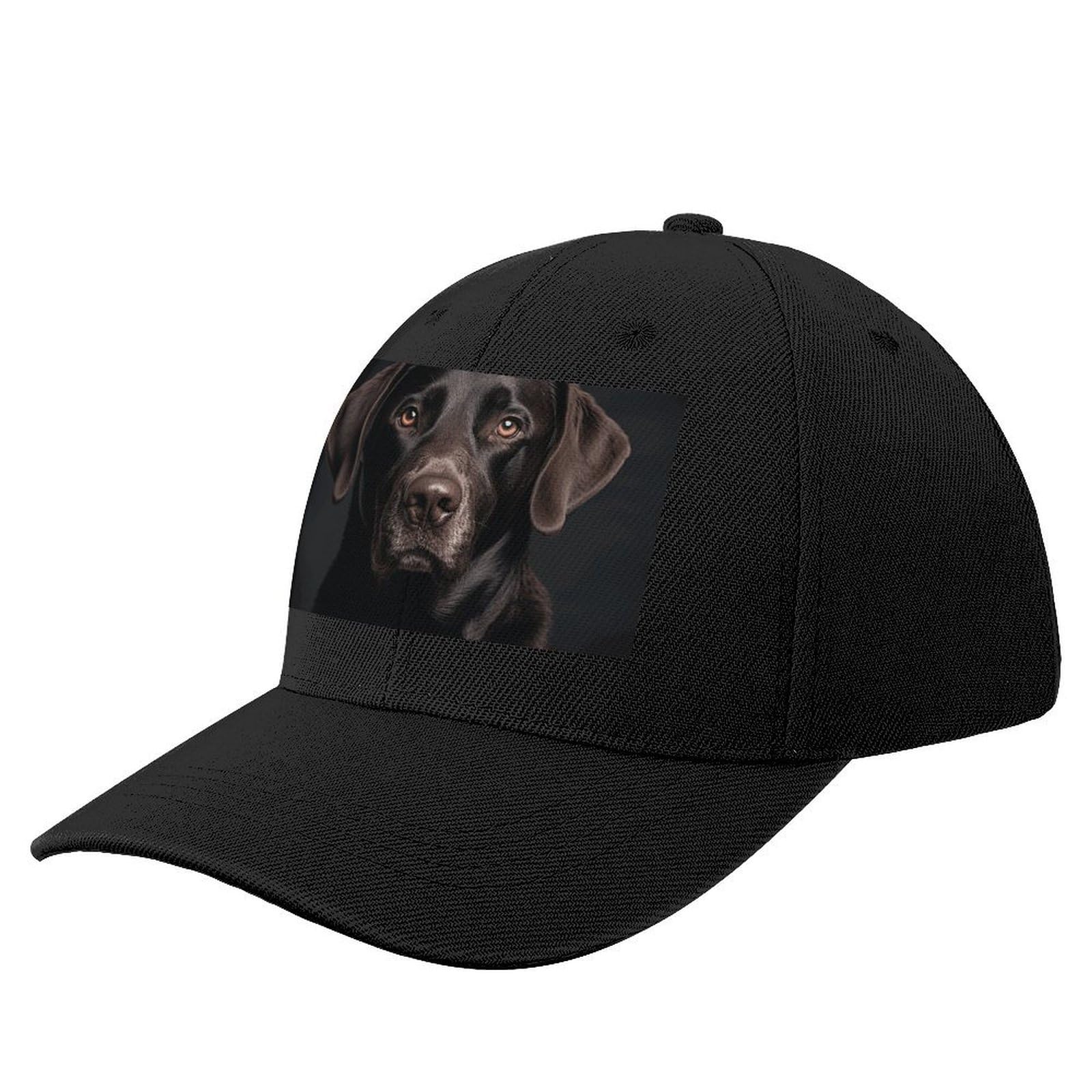 Black Lab Dog Trucker Hat Baseball Cap Men Women Golf Hat Adjustable Fender Hats for Running Fishing Gym, Black-style, One size