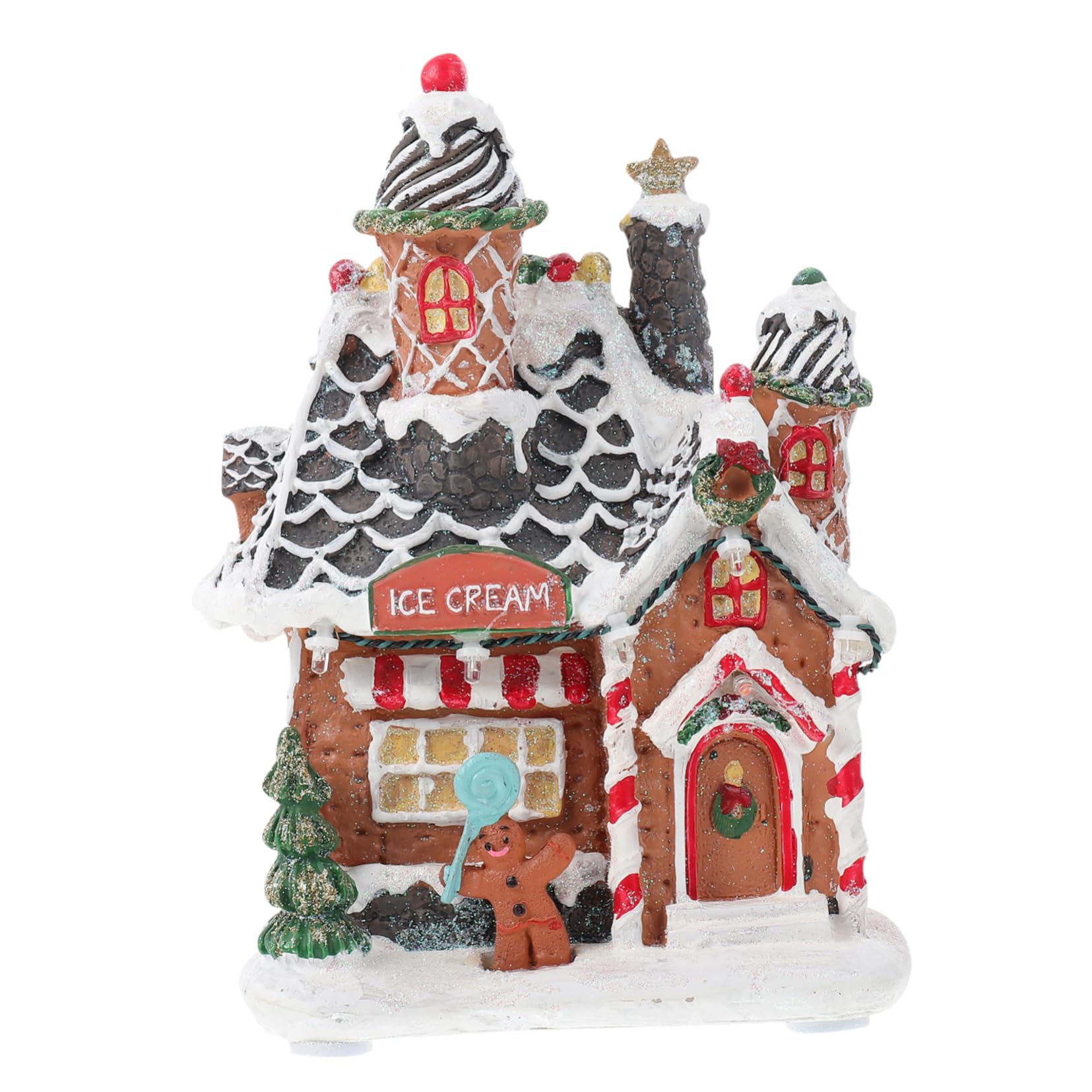 Casa Luminosa in Resina Artigianale Natalizia Led, Decorazione Natalizia Da Tavolo Casa Di Neve Adornata, Ornamento Luminoso Per Atmosfera Festiva e Spazio Familiare