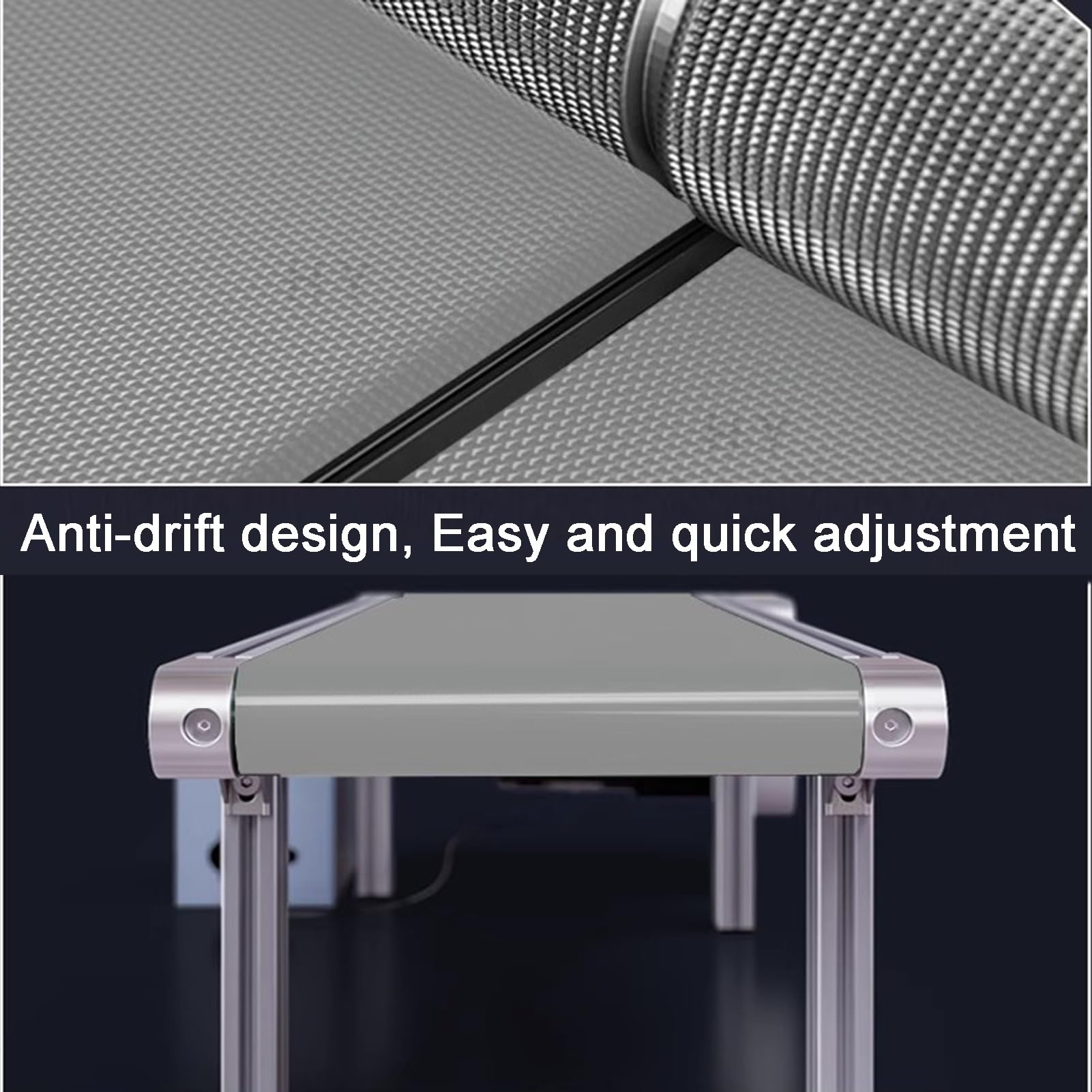 Máquina transportadora de banda plana de aleación de aluminio velocidad ajustable 18 x 50 cm