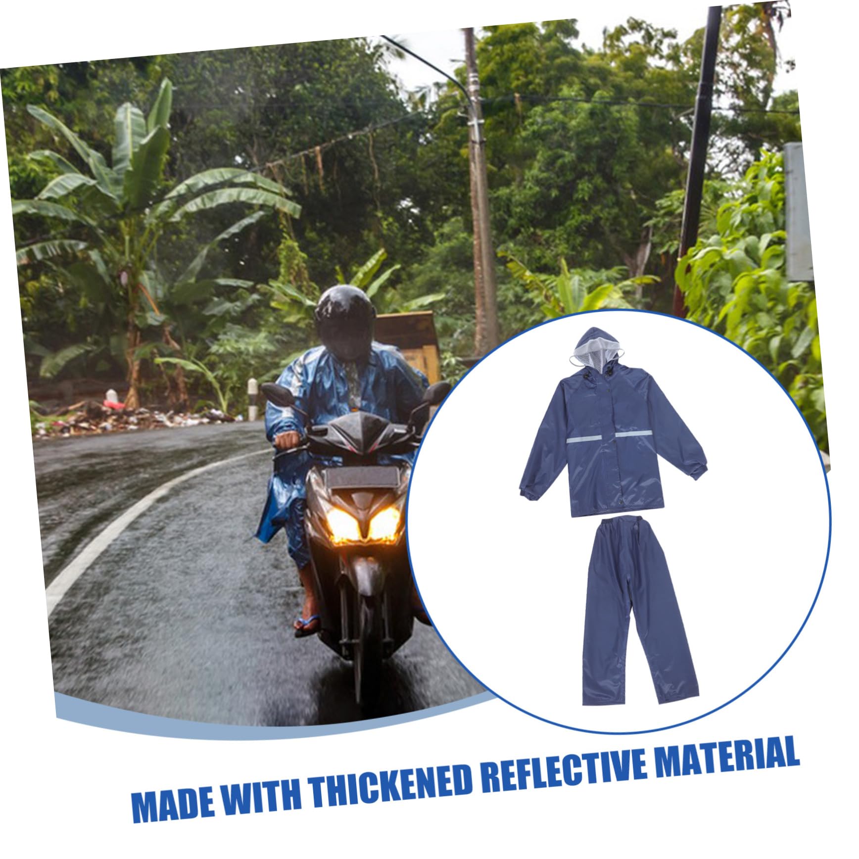 Veemoon Traje De Lluvia Reflectante para Motocicleta Y Bicicleta Impermeable De Doble Capa para Adultos Unisex para Actividades Al Aire Seguridad Nocturna