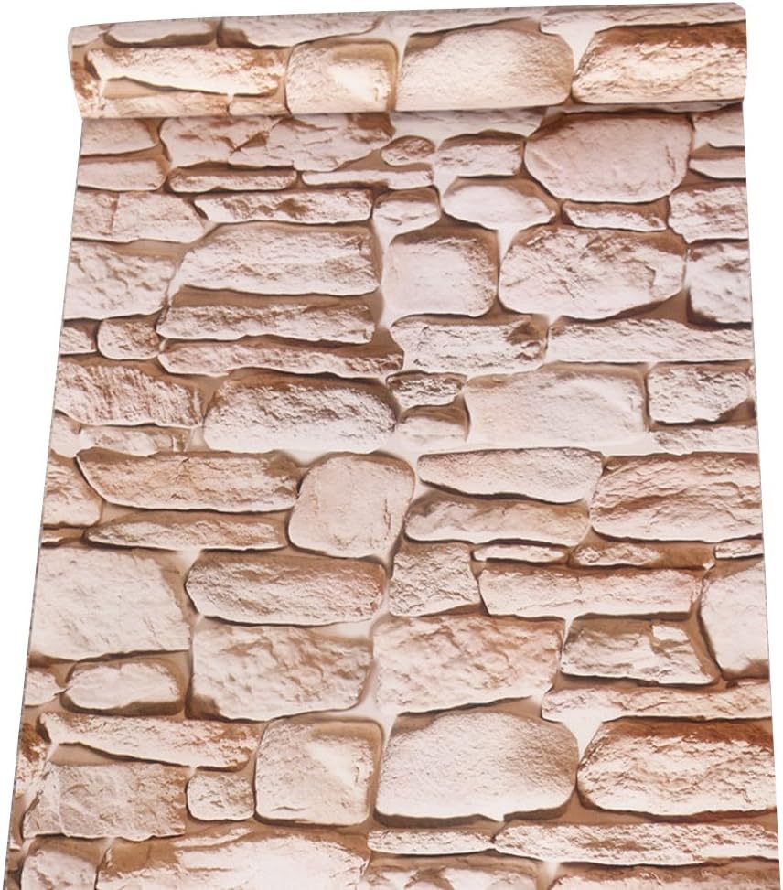 Yifely Faux Brick Wallpaper Self Adhesive Bedroom Living Room Wall Stickers Christmas Decor 17.7-Inches by 32.8-Feet