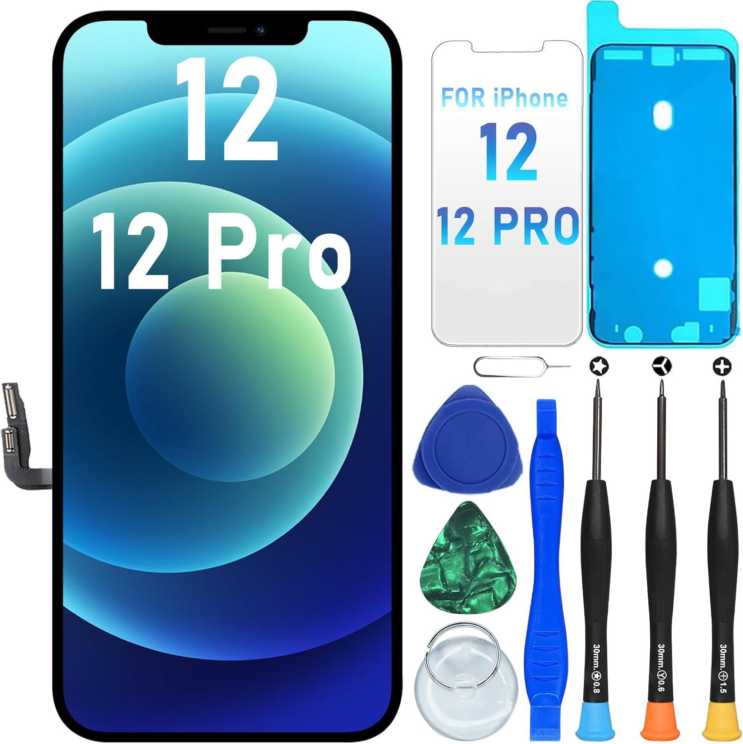 DIGI4U Écran pour iPhone 12/12 Pro LCD, True Tone Display Face ID Écran Tactile 3D de Remplacement pour iPhone 12/12 Pro avec kit de réparation