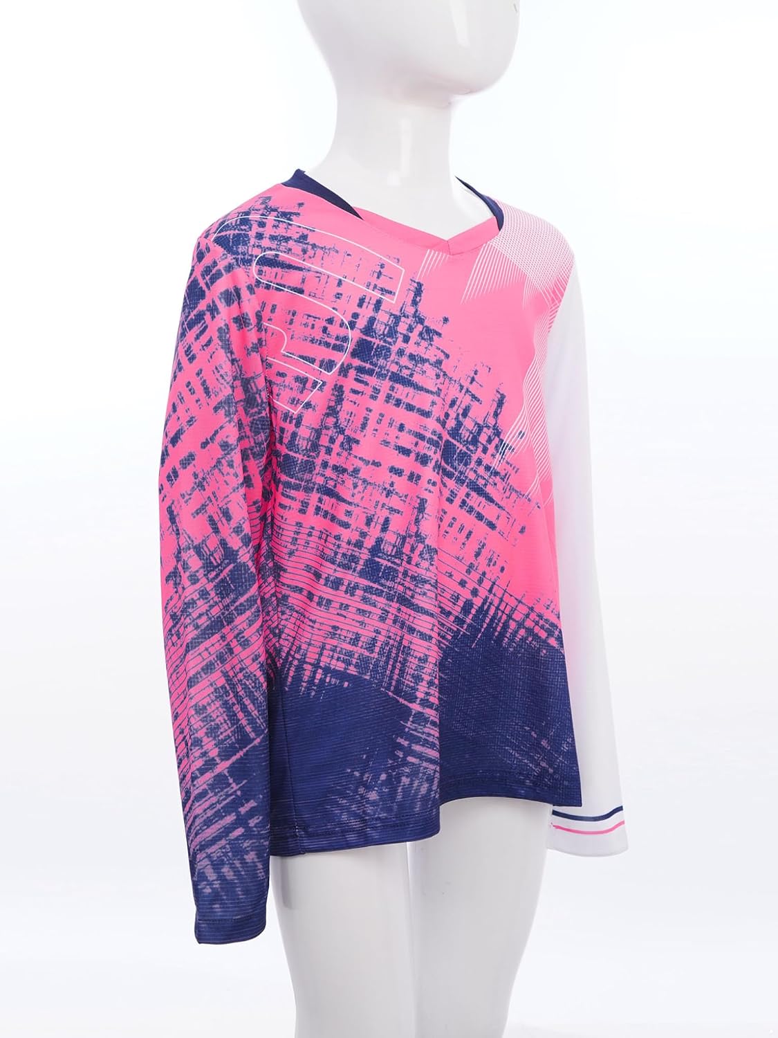 Hansber Kids Boys Multi-Sport Badminton Athletic Top Quick-Dry Long Sleeve Printed Jersey for Football Basketball