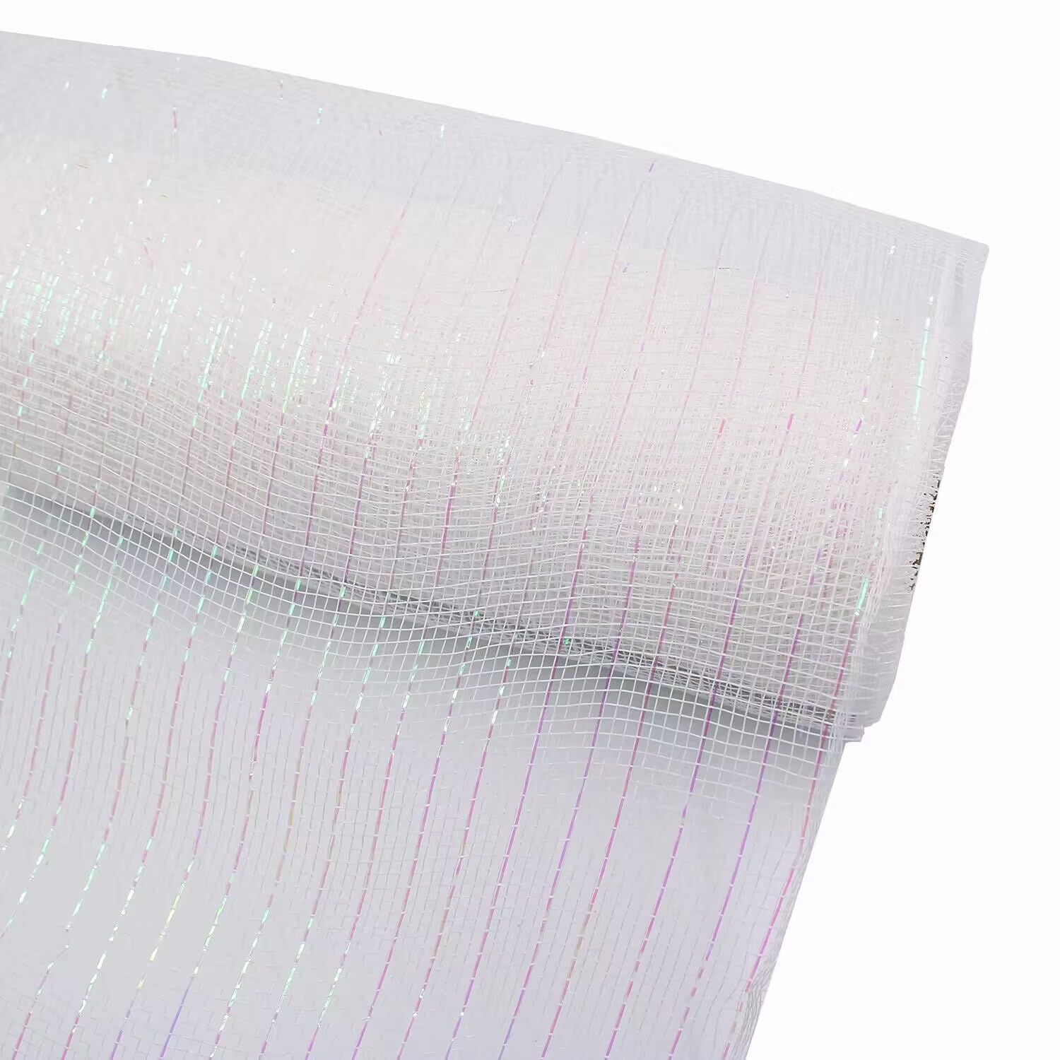 6 inch x 30 feet(10 Yards)-YYCRAFT Metallic Poly Mesh Ribbon(White)