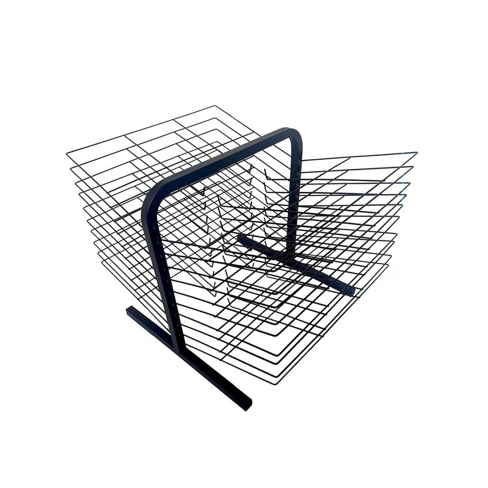 PPXCZZ Mobile Metal Art Drying Rack with 20 Wire Shelves, Foldable Double-Sided Steel Storage Rack for Classroom & Studio