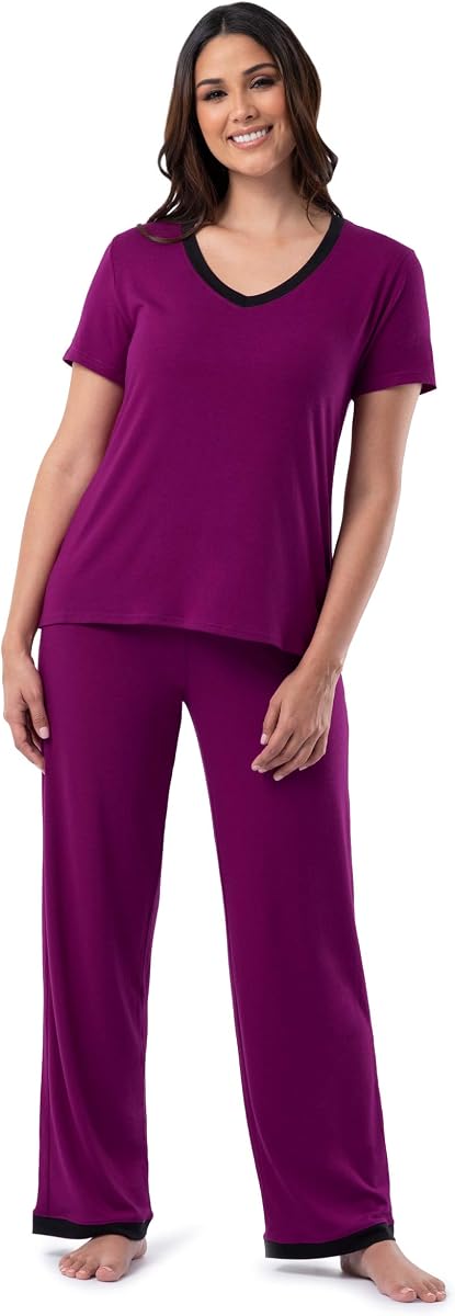 Fruit of the Loom Conjunto de Dormir de 2 Piezas de Camiseta y pantalón de Manga Corta para Mujer