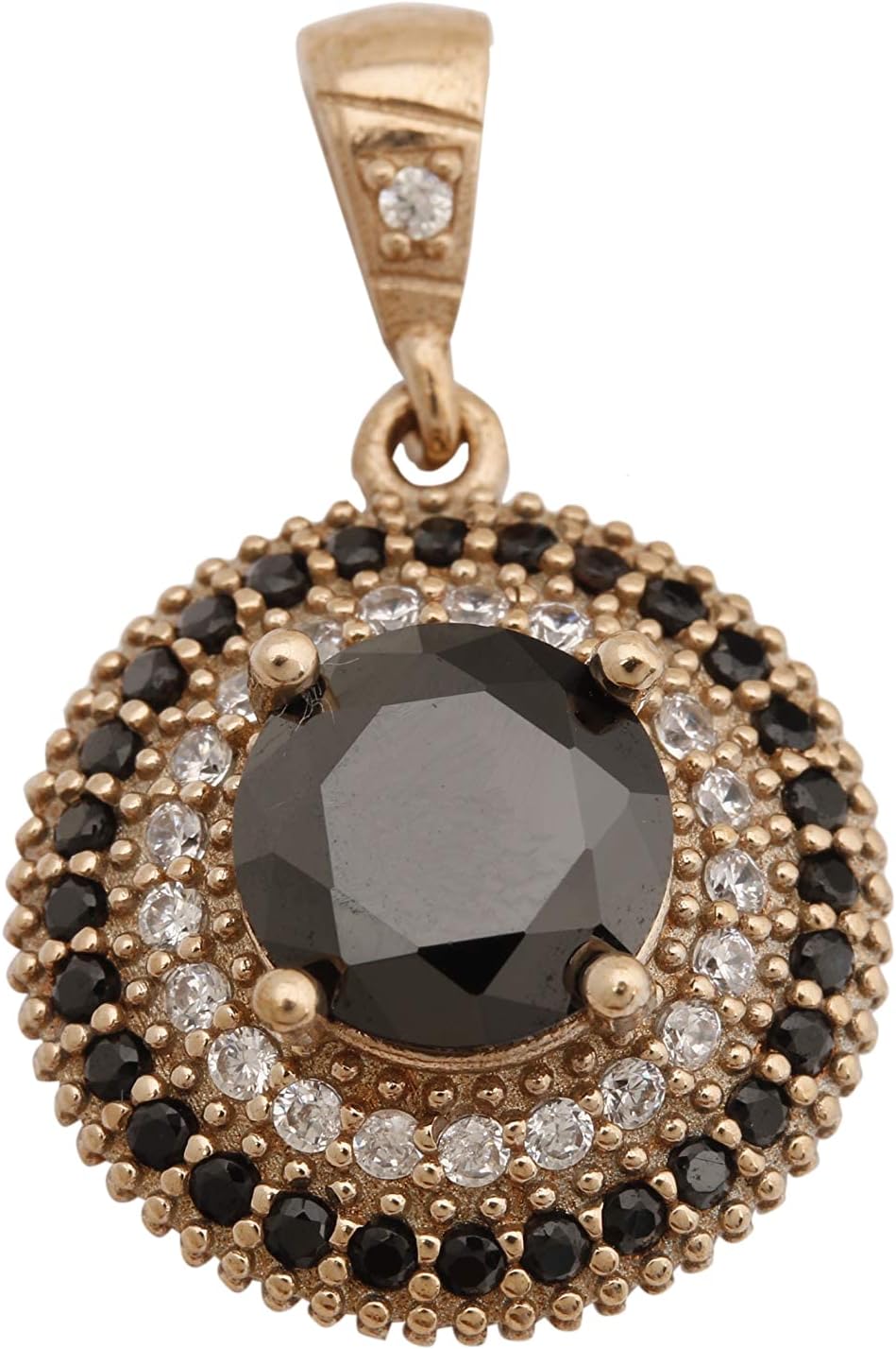 Turkish handmade silver pendant with black onyx and topaz