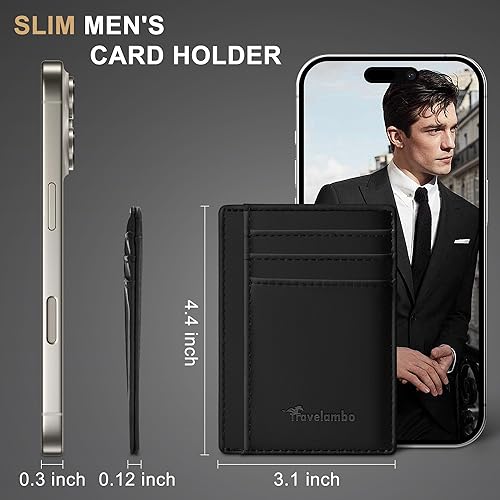Miniatura 5 de Travelambo Billetera delgada con bolsillo delantero y clip para el dinero con bloqueo de identificación por radiofrecuencia, talla única