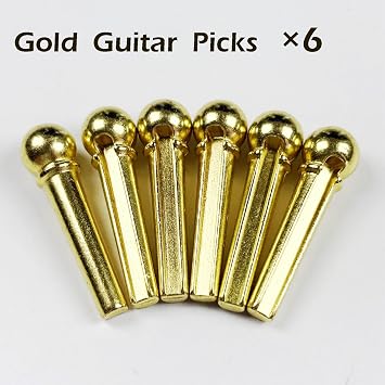 Guitar String Replacement Kit, 6 Golden Bridge Pins, 6 Antique Bronze Bridge Pins, 1 String Winder, 2 Metal Guitar Picks